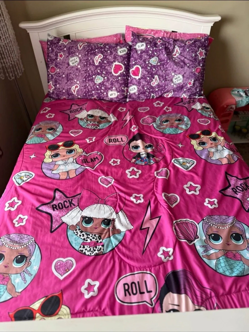 LOL Surprise Pink Kids Bedding Set with Character Throw